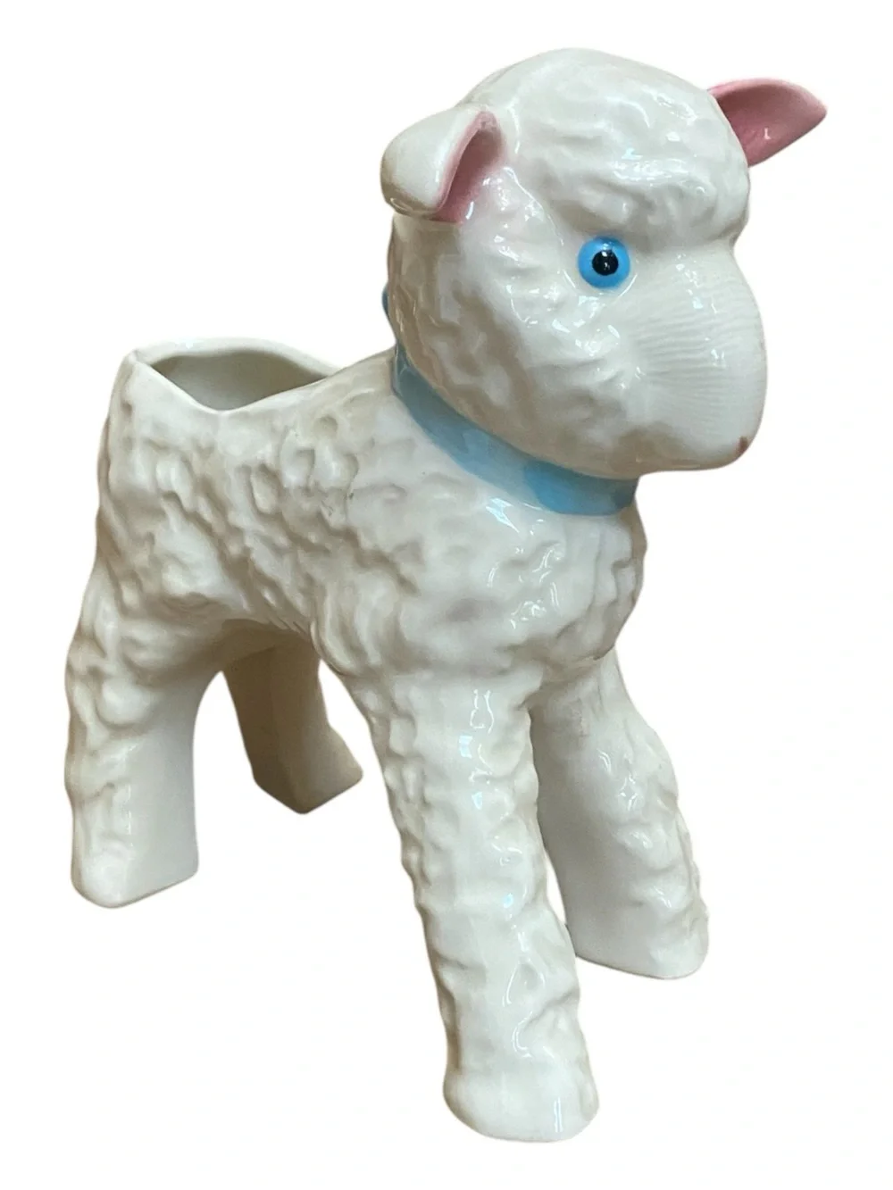 Hull Vintage 1966 White Lamb Ceramic Planter Cute Vase Easter Spring Nursery